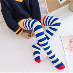 Winter long tube coral fleece ladies over the knee socks
