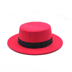 Spring and autumn big flat brim woolen warm hat