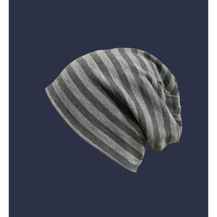 Female Autumn And Winter Warm Black And White Striped Pile Hat