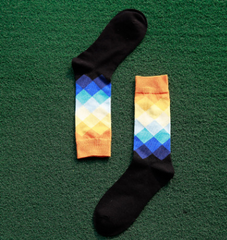 Colored diamond men's socks men's cotton socks long socks