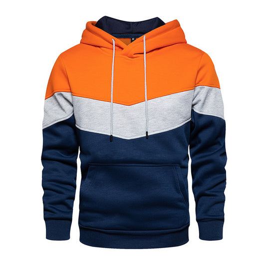 Men Patchwork Hooded Sweatshirt Hoodies Clothing Casua