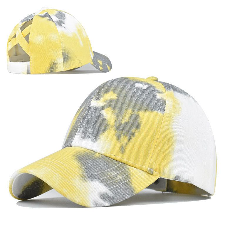 Tie-Dye Hats, Pure Cotton, European And American Women'S Empty Top Hats, Sun Visors, Cotton Ponytail Caps