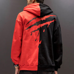 Women Patchwork Casual Men Hoodies Fall Winter Letter Printing Loose Pullover  Street Fashion Hooded Sweatshirts