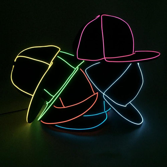 New flat edge EL light hat Men's light baseball cap hiphop street dance tide fluorescent hip hop hat