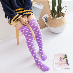 Winter long tube coral fleece ladies over the knee socks