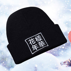 Autumn and winter warm knit hats Mood for years embroidery men and women fashion wild caps