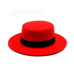 Spring and autumn big flat brim woolen warm hat