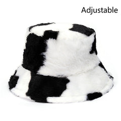 Cow Pattern Female Print Korean Fashion Plush Hat