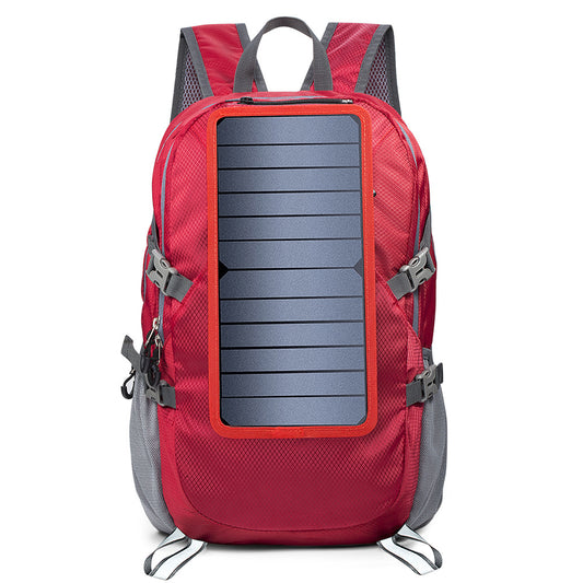 Solar Bag Backpack Foldable Hiking Daypack With 5V Power Supply