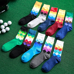 Colored diamond men's socks men's cotton socks long socks