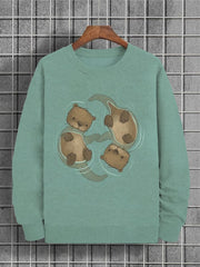 Men's Animal Printed Round Neck Casual Fashion Hoodie