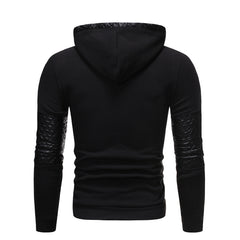 Pullover Leather Patchwork Casual Men Hoodies