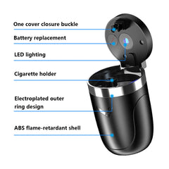 Car Cigarette Ashtray Cup with Lid with LED Light Portable Detachable Vehicle Ashtray Holder Cigarette Ashtray Interior Parts