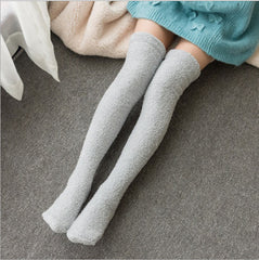 Winter long tube coral fleece ladies over the knee socks