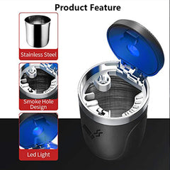 Car Cigarette Ashtray Cup with Lid with LED Light Portable Detachable Vehicle Ashtray Holder Cigarette Ashtray Interior Parts