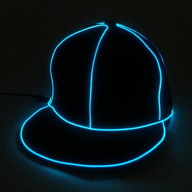 New flat edge EL light hat Men's light baseball cap hiphop street dance tide fluorescent hip hop hat