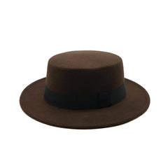 Spring and autumn big flat brim woolen warm hat