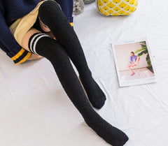 Winter long tube coral fleece ladies over the knee socks