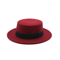 Spring and autumn big flat brim woolen warm hat