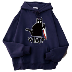 Killer Black Cat Surprised Men and Women Hoodies