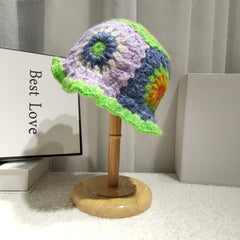 Mohair Color Matching Colorful Baotou Hat Basin Hat