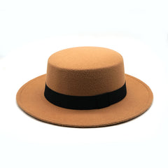 Spring and autumn big flat brim woolen warm hat