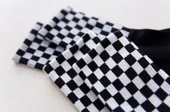 Cotton Men's Socks Black and White Houndstooth Plaid Classic Socks