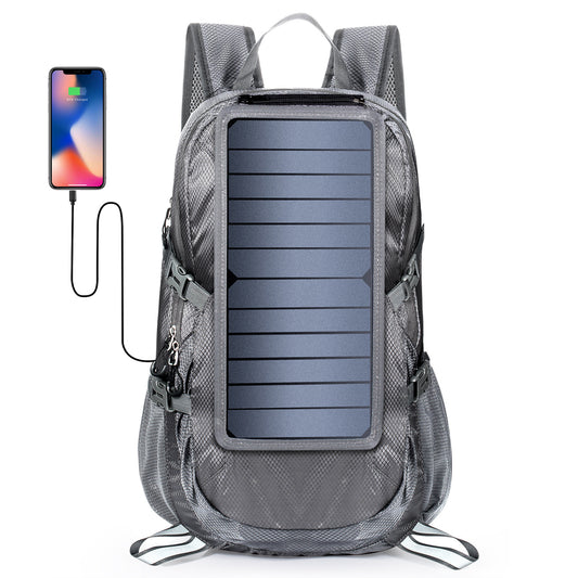 Solar Bag Backpack Foldable Hiking Daypack With 5V Power Supply