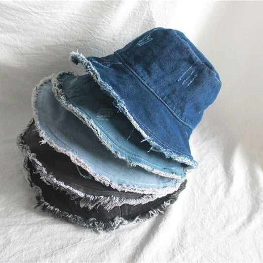 Japanese frayed denim fisherman hat