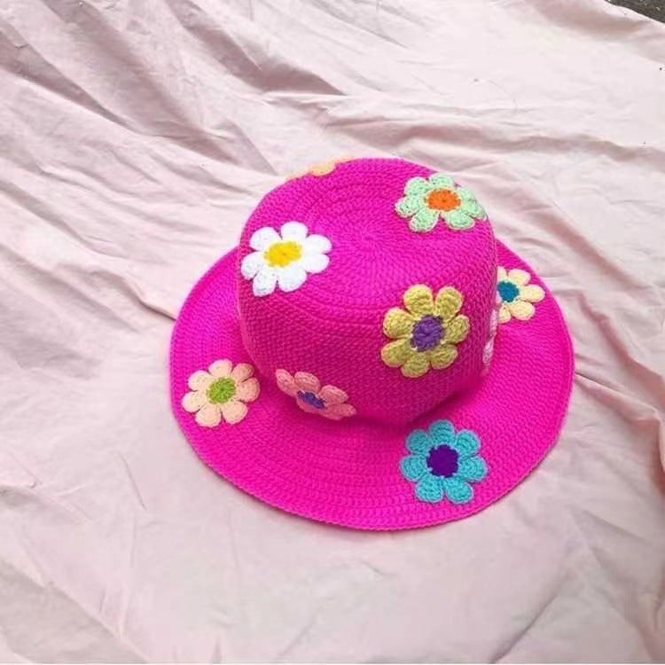 Woven Flower Fisherman's Hat For Women Japanese Versatility