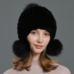 Korean Style Fox Fur Ball Fur Hat Women