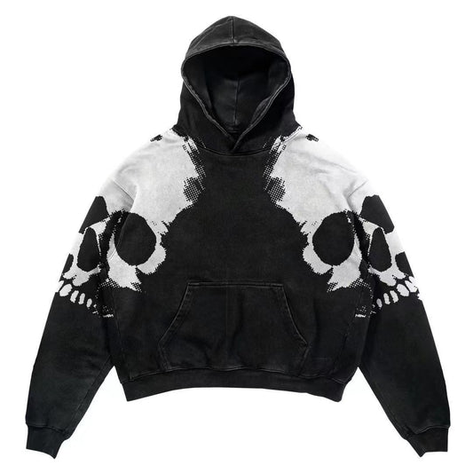 Gothic Casual Letter Explosion Print Men's Clothing Skull Hoodie