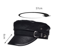 Japanese All-match Women's Matte Leather Peaked Octagonal Hat