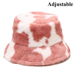 Cow Pattern Female Print Korean Fashion Plush Hat