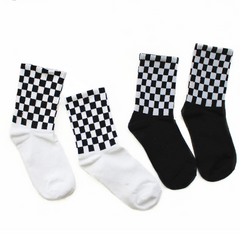 Cotton Men's Socks Black and White Houndstooth Plaid Classic Socks