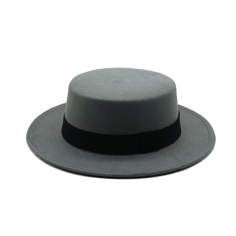 Spring and autumn big flat brim woolen warm hat