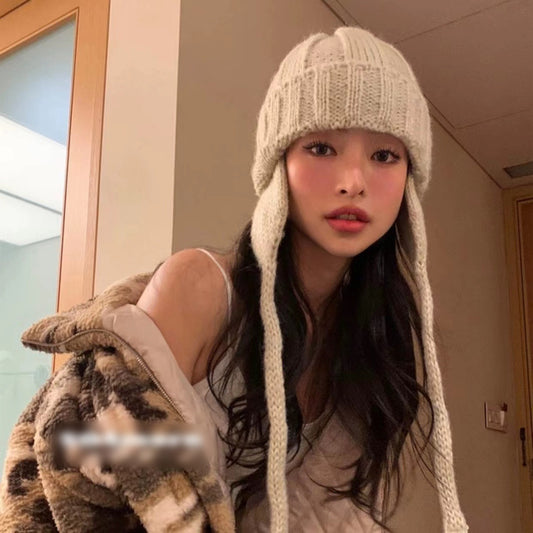 Keep Warm Pure Color Ear Protection Knitting Woolen Cap