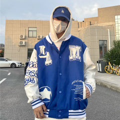 Men's And Women's Baseball Jacket PU Leather Sleeves