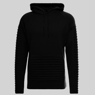 Men Long Sleeve With Pleated Stripes Hoodies