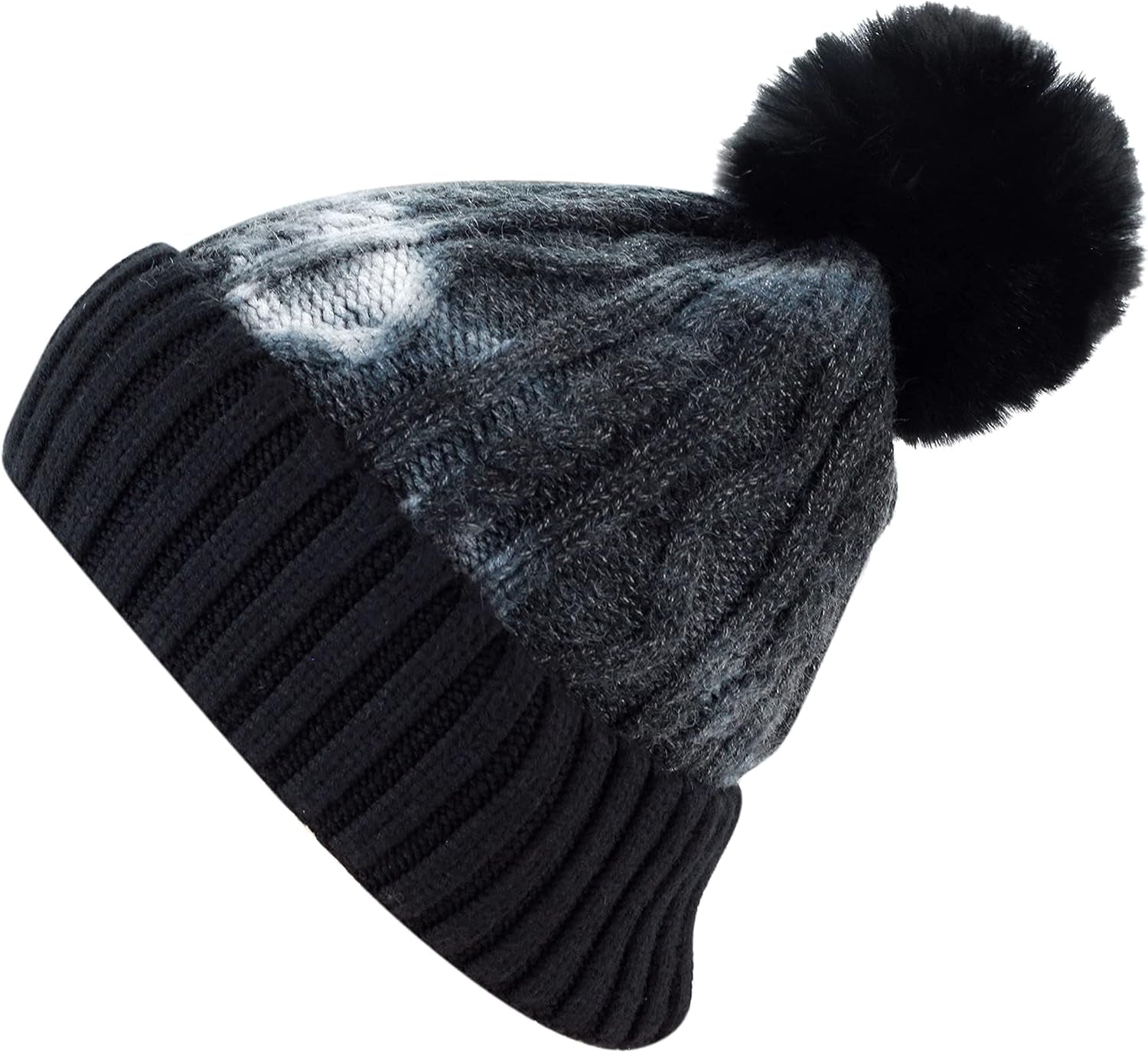 Winter Tie Dye & Christmas Cuffed Pom Knit Soft Thick Beanie Skully Hat