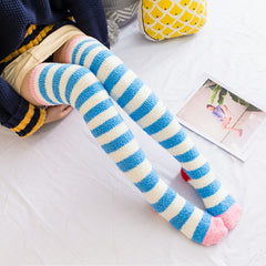 Winter long tube coral fleece ladies over the knee socks