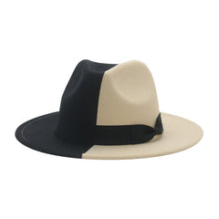 Colorblock Wool Felt Ribbed Gradient Jazz Hat