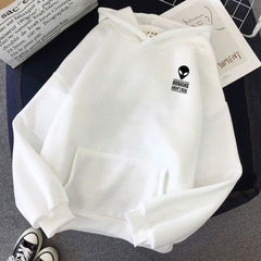 Winter Autumn Pullovers Alien Print Solid Women Hoodies
