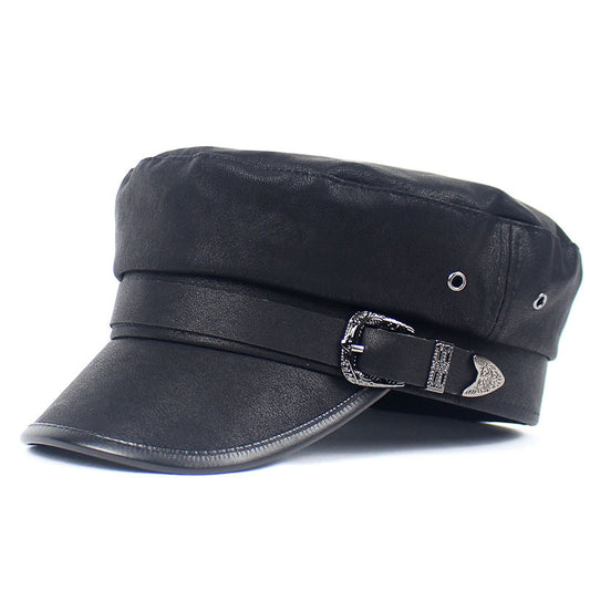 Japanese All-match Women's Matte Leather Peaked Octagonal Hat