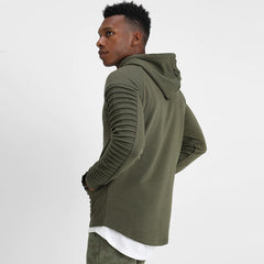 Men Long Sleeve With Pleated Stripes Hoodies