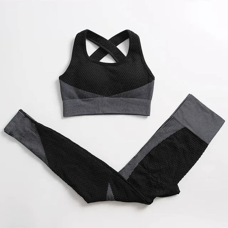 2/3Pcs Women Gym Suit Fitness Sets Sports Workout Sportswear Gym Clothing Yoga Fitness Set Female Workout Leggings Top Leggings