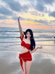 Summer Influencer Picks Show White and Red Bikini Sexy Sexy Pure Want Vacation Skirt Separates Swimsuit for Women