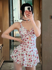 Sophie Original Designer Cooperation Jiao Han Rose Swimsuit Push up Sexy Siamese Conservative Boxer Sports Hot Spring