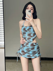 ◆ Dudu ◆ New Arrival Separates Blue Maillard Style Holiday White Swimsuit Hot Spring Cover Belly Thin Small Chest
