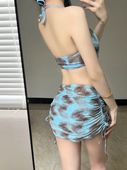 ◆ Dudu ◆ New Arrival Separates Blue Maillard Style Holiday White Swimsuit Hot Spring Cover Belly Thin Small Chest
